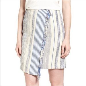 Halogen Blue Stripe Faux Wrap Pencil Skirt